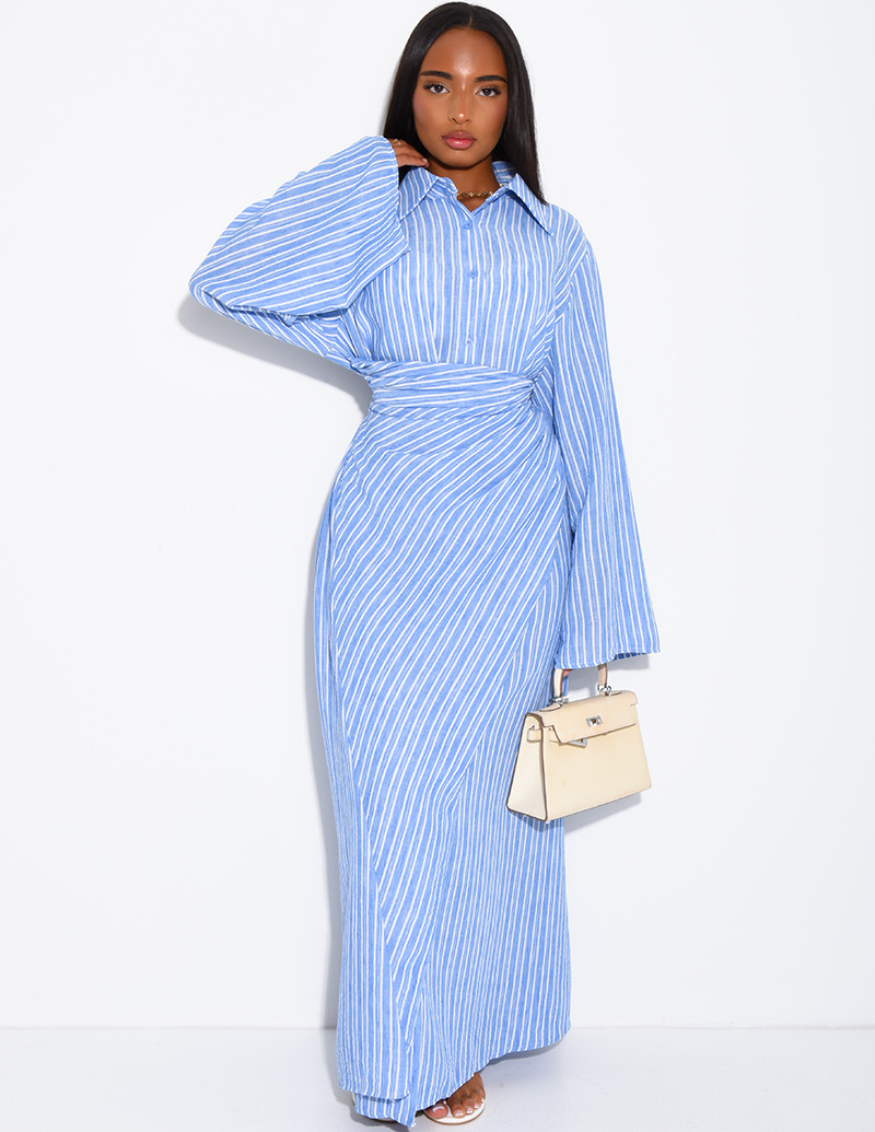Long striped dress with a...