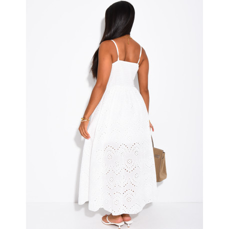 Dress with openwork detailing and tie-strap top