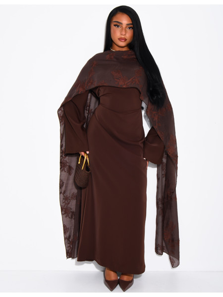 Long wrap dress with embroidered shawl