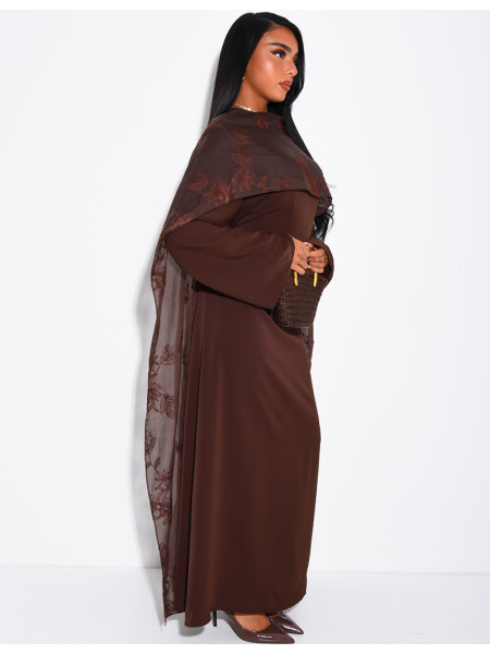 Long wrap dress with embroidered shawl
