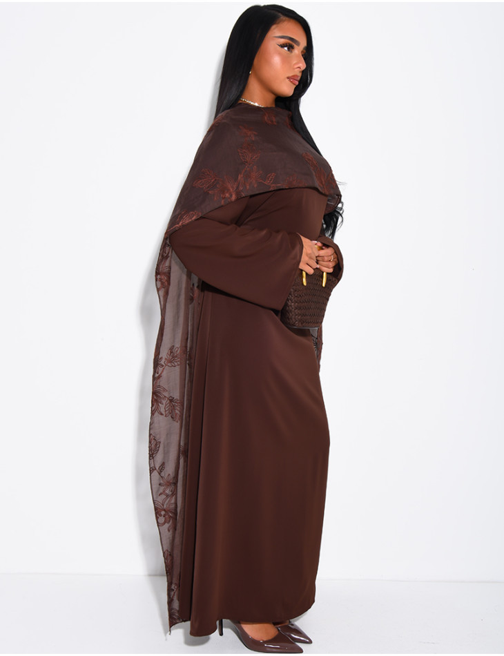 Long wrap dress with embroidered shawl