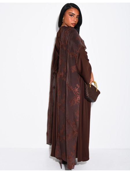 Long wrap dress with embroidered shawl