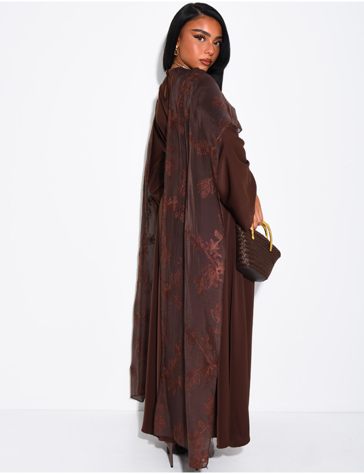 Long wrap dress with embroidered shawl