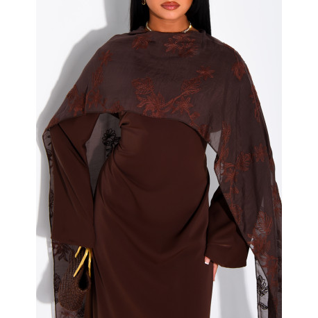 Long wrap dress with embroidered shawl
