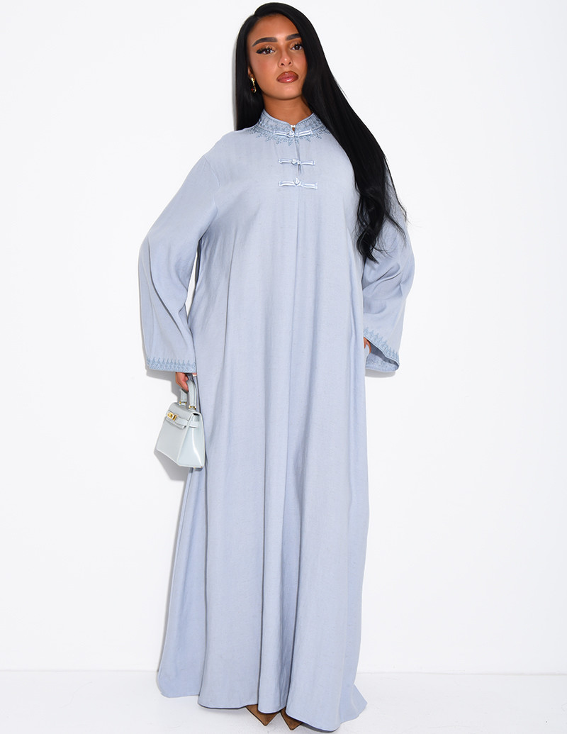 Linen-effect abaya with...