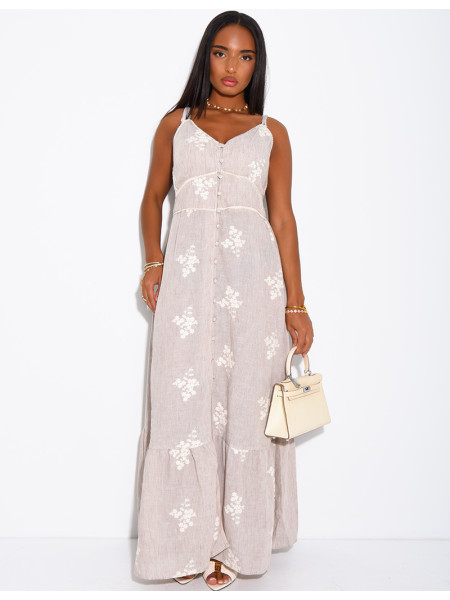 Robe longue en coton brodé