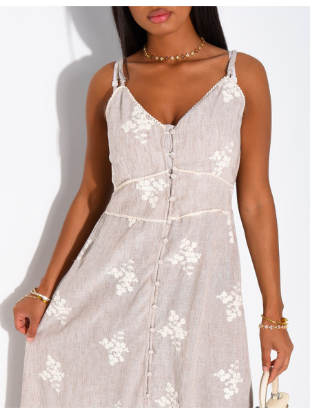 Robe longue en coton brodé