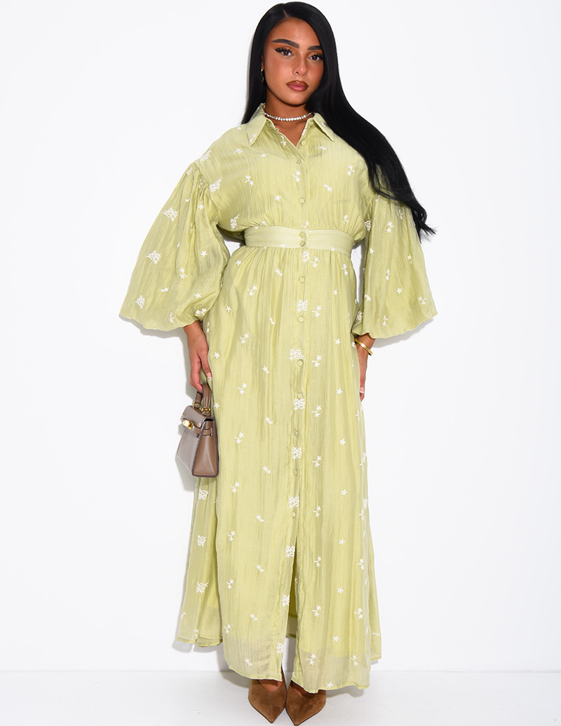 Robe longue en tissu fluide...