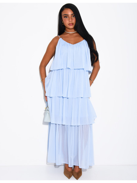 Robe longue à volants en voile