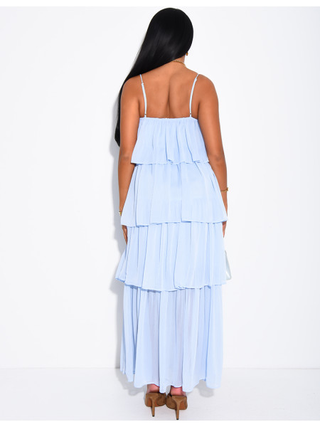 Robe longue à volants en voile