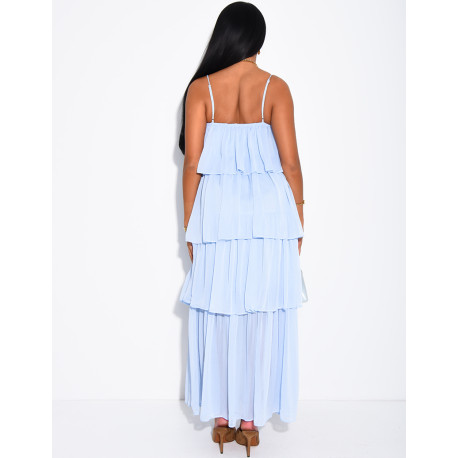 Robe longue à volants en voile