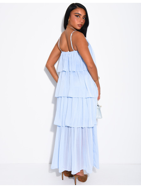 Robe longue à volants en voile