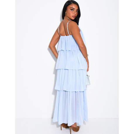 Robe longue à volants en voile