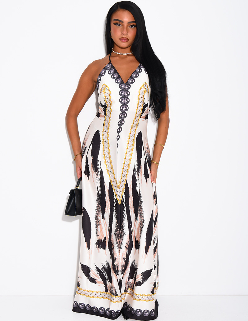 Robe longue dos nu imprimé...