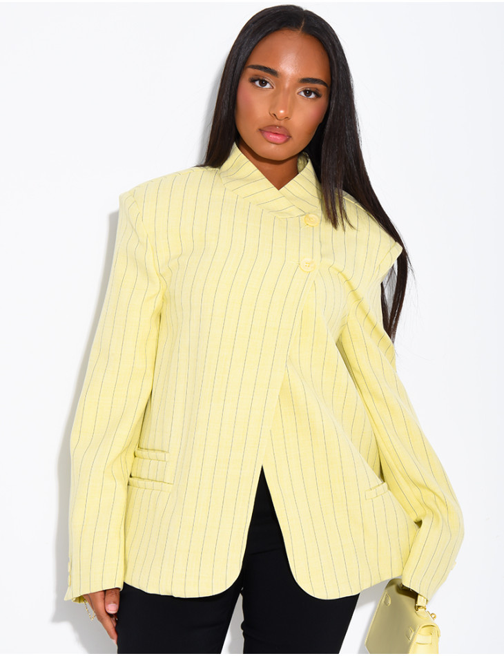 Hochwertiger Zweireiher-Blazer mit Streifenmuster