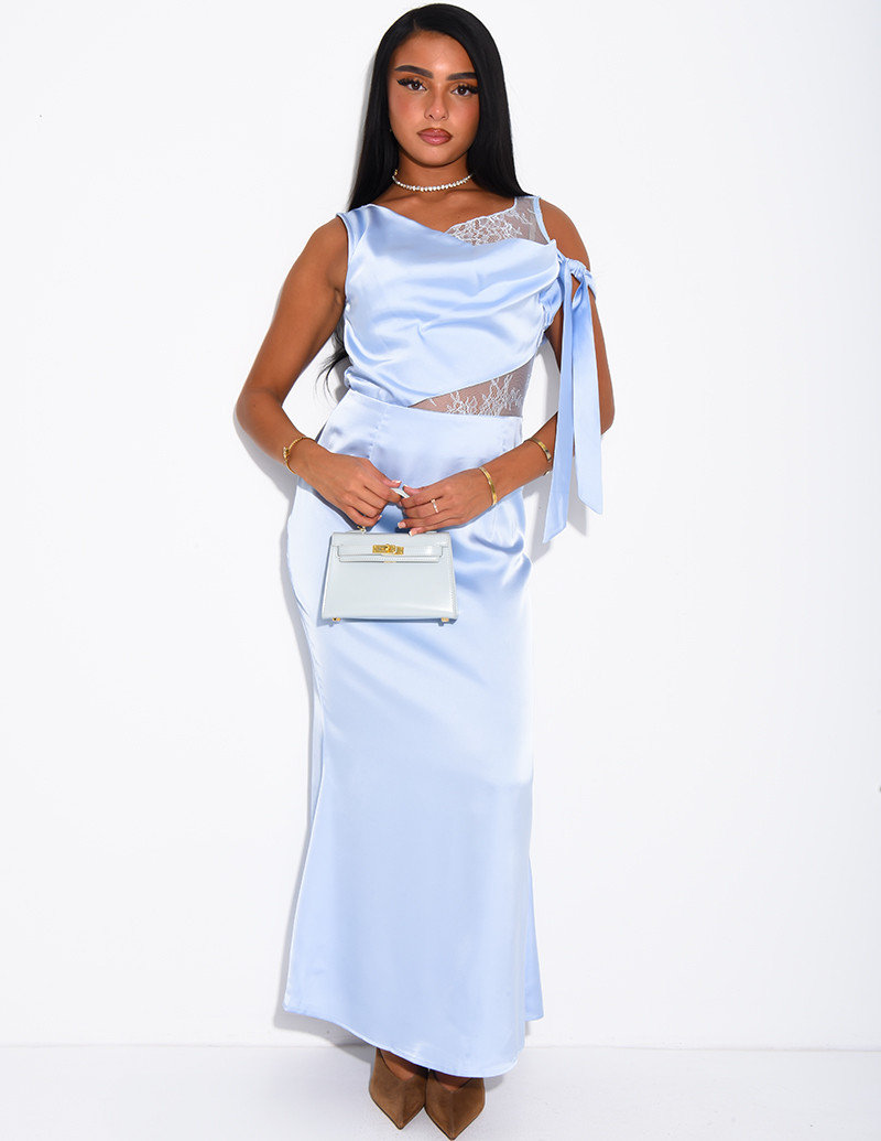 Robe longue en satin à...