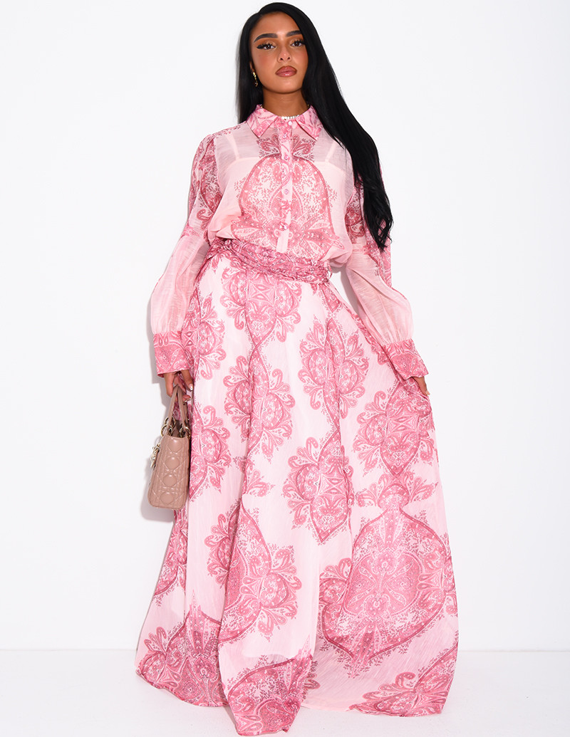 Long Skirt and Printed...