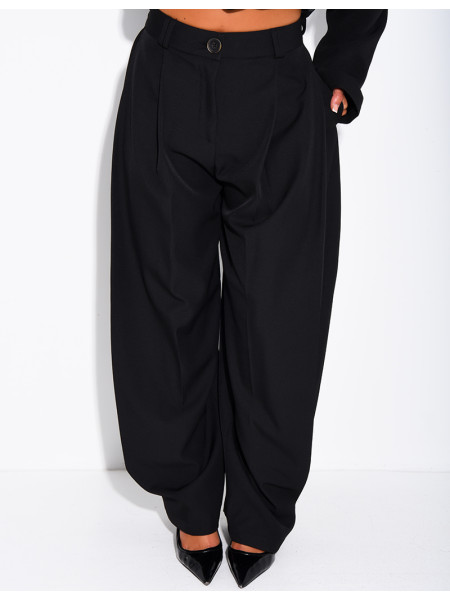 Flared tailored pants with buttons at the ankles