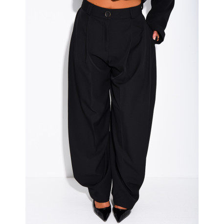 Flared tailored pants with buttons at the ankles