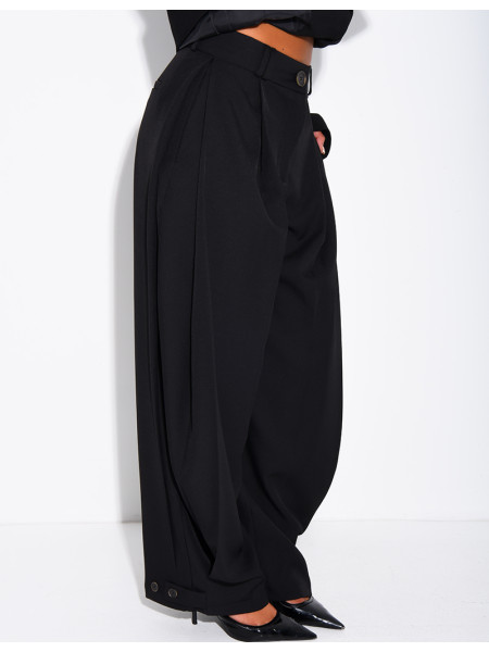 Flared tailored pants with buttons at the ankles