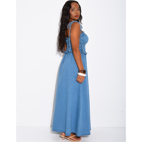 Robe effet jeans au bustier froncé
