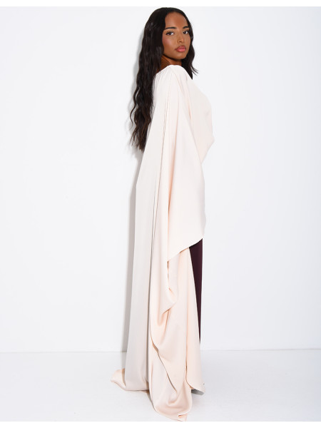 Ensemble jupe longue à sequins & perles et tunique asymétrique en satin