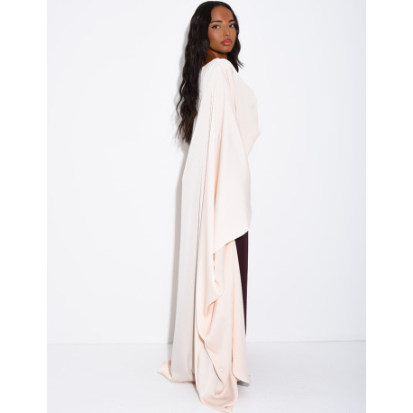 Ensemble jupe longue à sequins & perles et tunique asymétrique en satin
