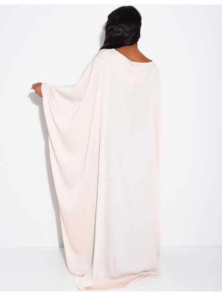 Ensemble jupe longue à sequins & perles et tunique asymétrique en satin