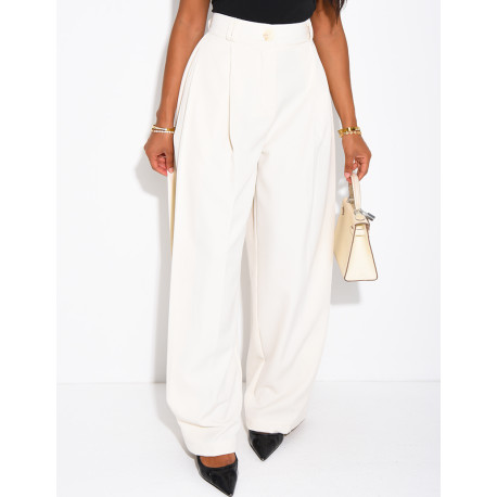 Pantalon de tailleur bouffant à boutons aux chevilles