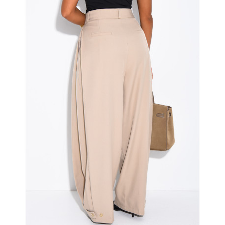 Pantalon de tailleur bouffant à boutons aux chevilles