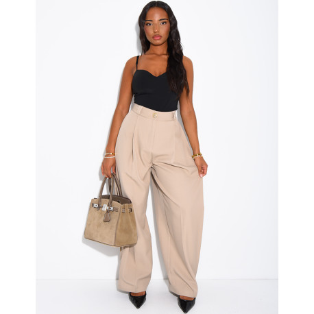 Pantalon de tailleur bouffant à boutons aux chevilles