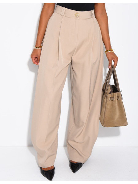 Pantalon de tailleur bouffant à boutons aux chevilles