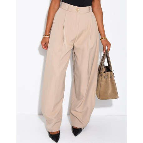 Pantalon de tailleur bouffant à boutons aux chevilles