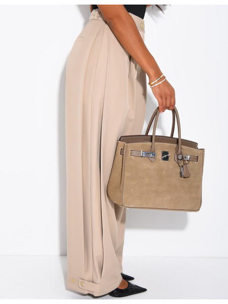 Pantalon de tailleur bouffant à boutons aux chevilles