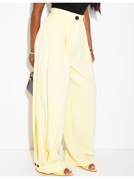 Pantalon de tailleur bouffant à boutons aux chevilles
