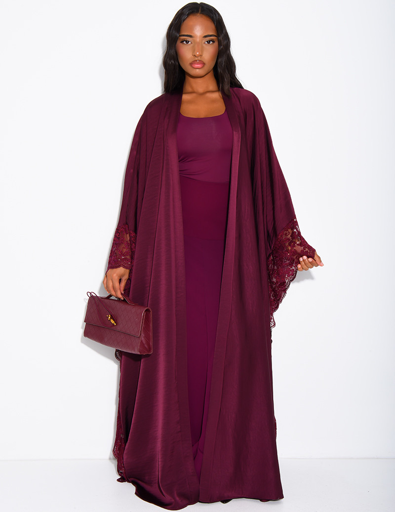 Kimono fluide en satin à...