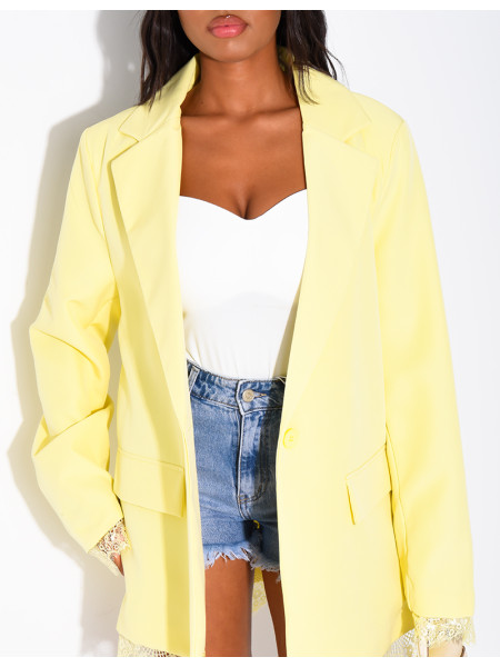 Blazer à bordures dentelle