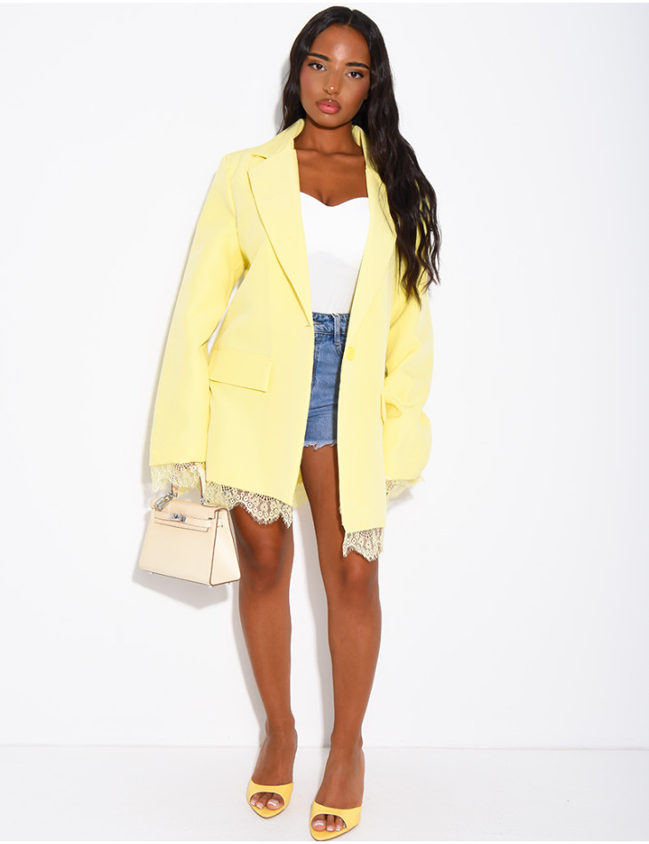Blazer à bordures dentelle