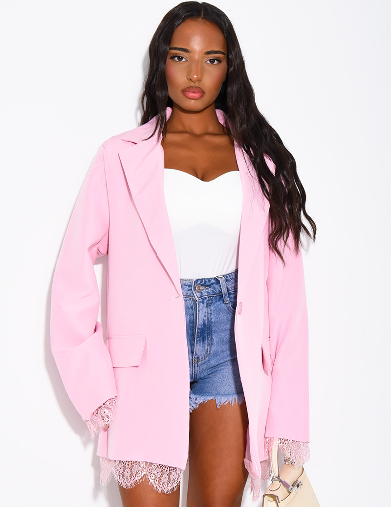 Blazer à bordures dentelle