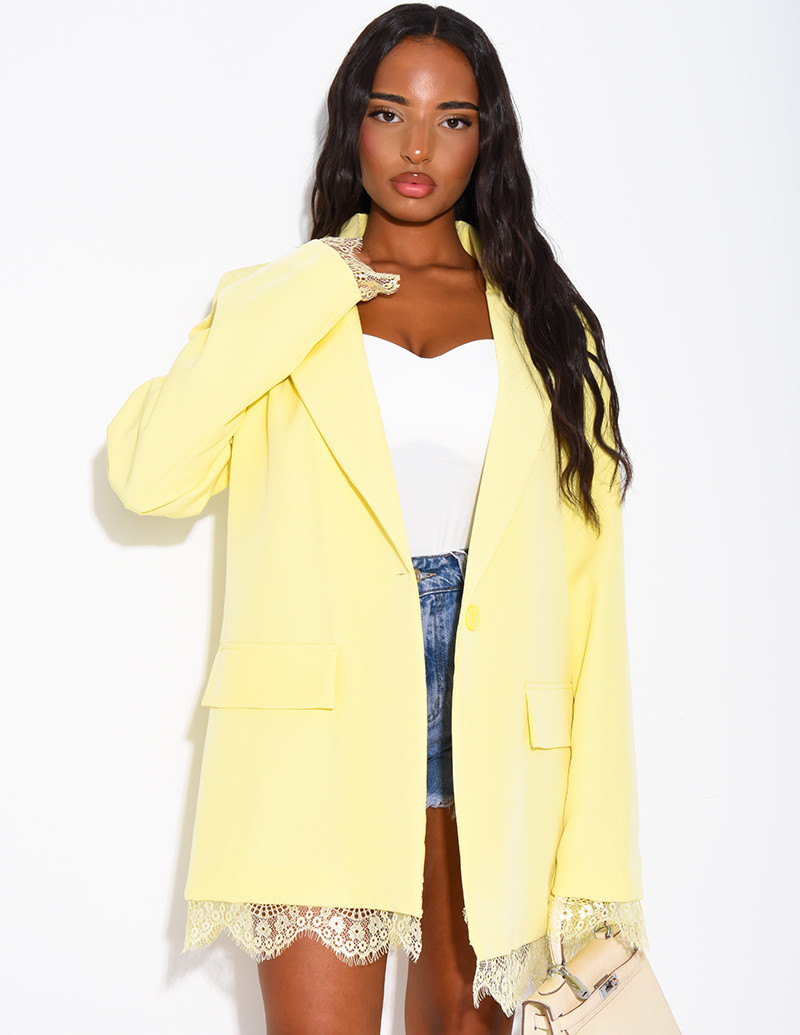 Blazer à bordures dentelle