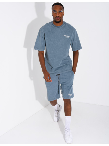 Ensemble délavé short et t-shirt "Essentials"