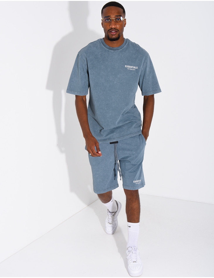 Ensemble délavé short et t-shirt "Essentials"