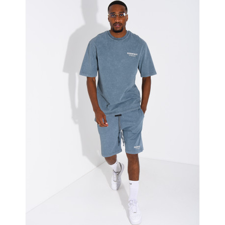 Ensemble délavé short et t-shirt "Essentials"