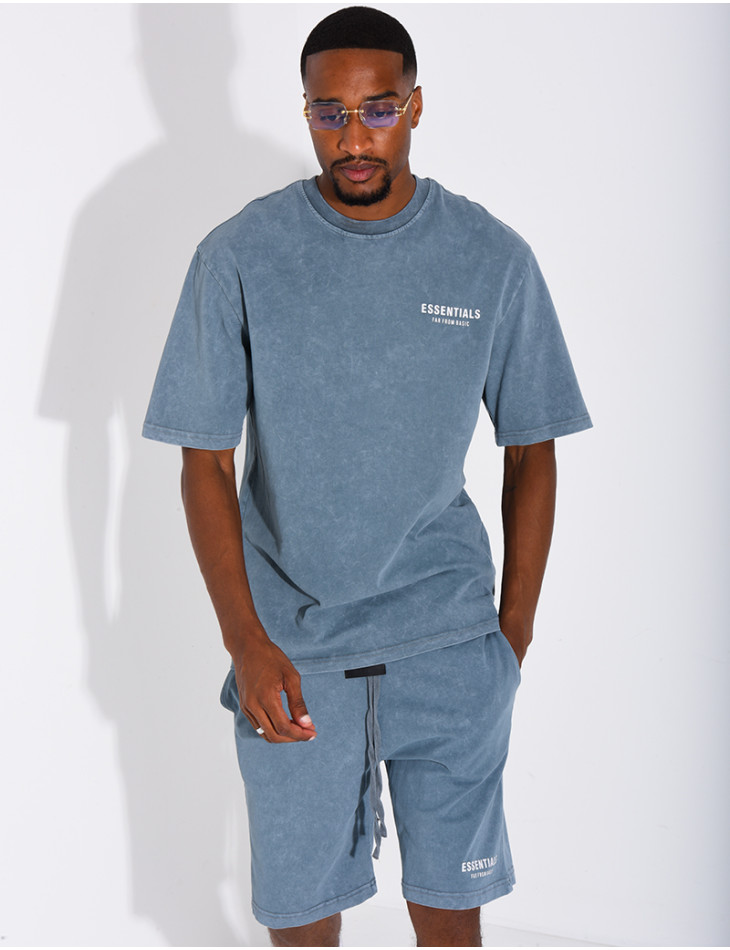 Ensemble délavé short et t-shirt "Essentials"
