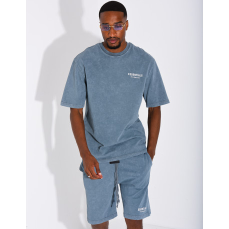 Ensemble délavé short et t-shirt "Essentials"