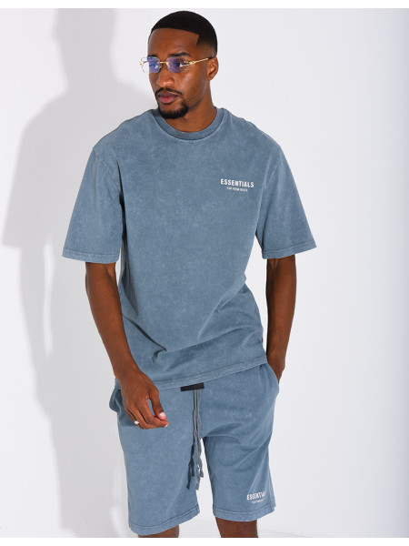Ensemble délavé short et t-shirt "Essentials"