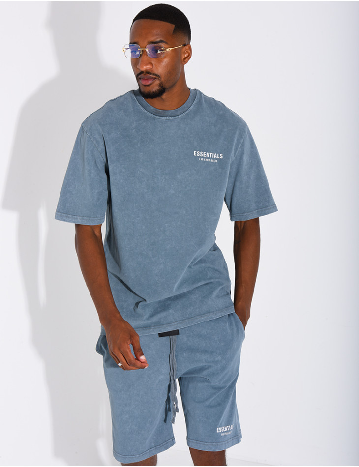 Ensemble délavé short et t-shirt "Essentials"
