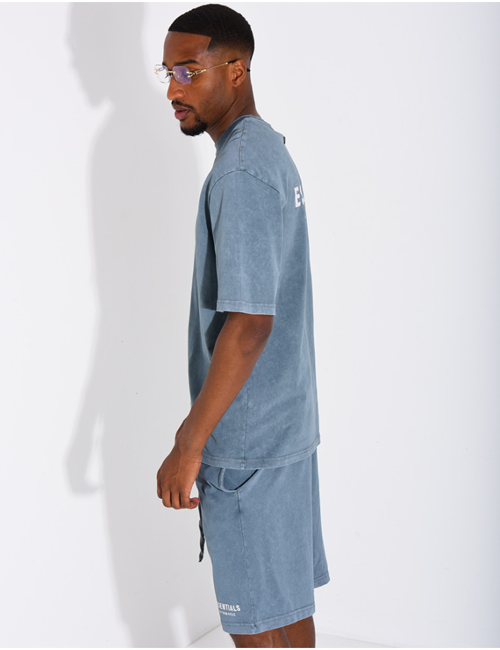 Ensemble délavé short et t-shirt "Essentials"
