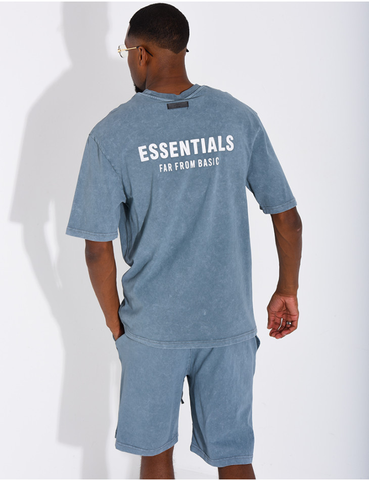 Ensemble délavé short et t-shirt "Essentials"