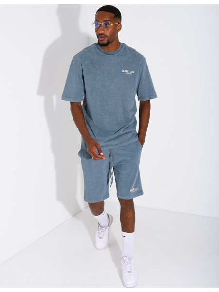 Ensemble délavé short et t-shirt "Essentials"